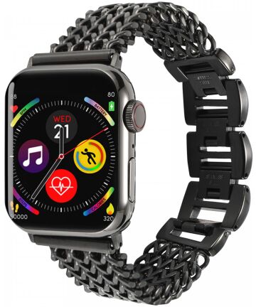 Apple Watch Bandje - 1-9/SE 41MM/40MM/38MM - Gevlochten - Stalen - Zwart Bandjes