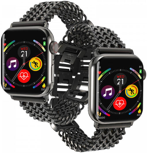 Apple Watch Bandje - 1-10/SE/Ultra 49MM/46MM/45MM/44MM/42MM - Stalen - Zwart afbeelding 2