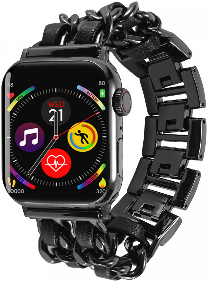 Apple Watch Band - 1-10/SE - 42MM/41MM/40MM/38MM - Gevlochten - RVS - Zwart afbeelding 1