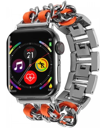 Apple Watch Bandje - 1-9/SE 41MM/40MM/38MM - Gevlochten - RVS - Oranje Bandjes