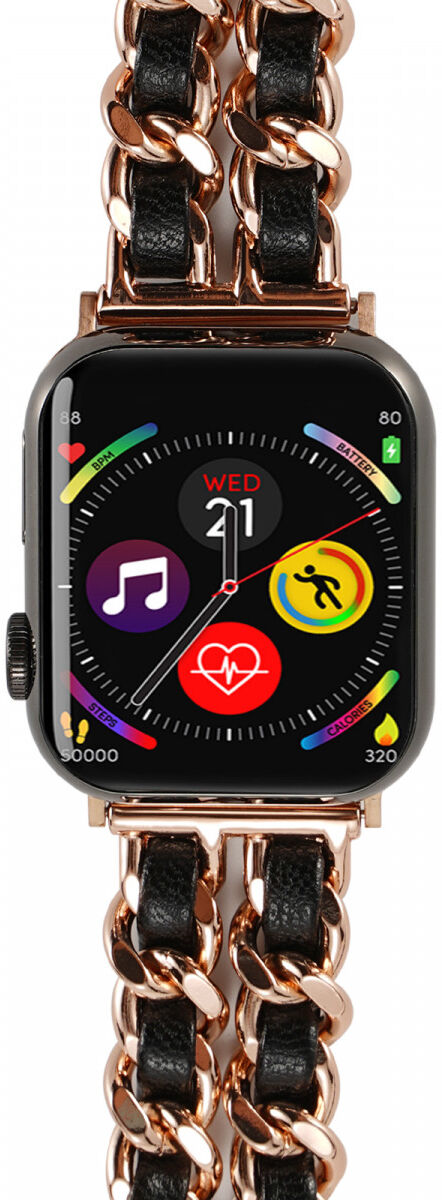 Apple Watch Bandje - 1-10/SE/Ultra - 49/46/45/44/42MM - RVS - Roze Zwart afbeelding 4
