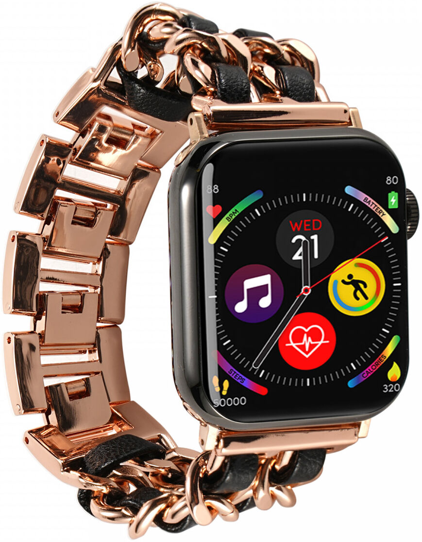 Apple Watch Bandje - 1-10/SE/Ultra - 49/46/45/44/42MM - RVS - Roze Zwart afbeelding 5