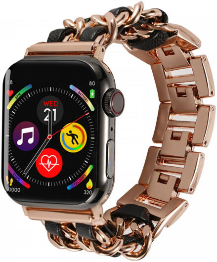 Apple Watch Bandje - 1-10/SE/Ultra - 49/46/45/44/42MM - RVS - Roze Zwart afbeelding 1