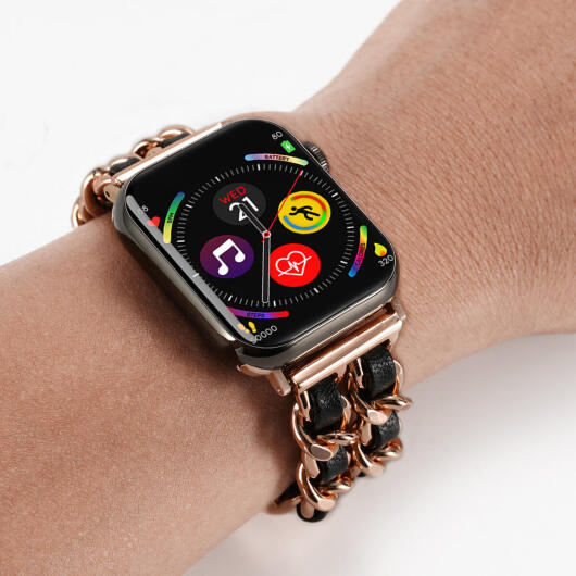 Apple Watch Bandje - 1-10/SE/Ultra - 49/46/45/44/42MM - RVS - Roze Zwart afbeelding 3