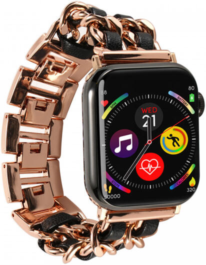 Apple Watch Bandje - 1-10/SE/Ultra - 49/46/45/44/42MM - RVS - Roze Zwart afbeelding 5
