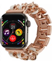 Apple Watch 1-9/SE/Ultra 49/45/44/42MM RVS Bandje Roze Wit