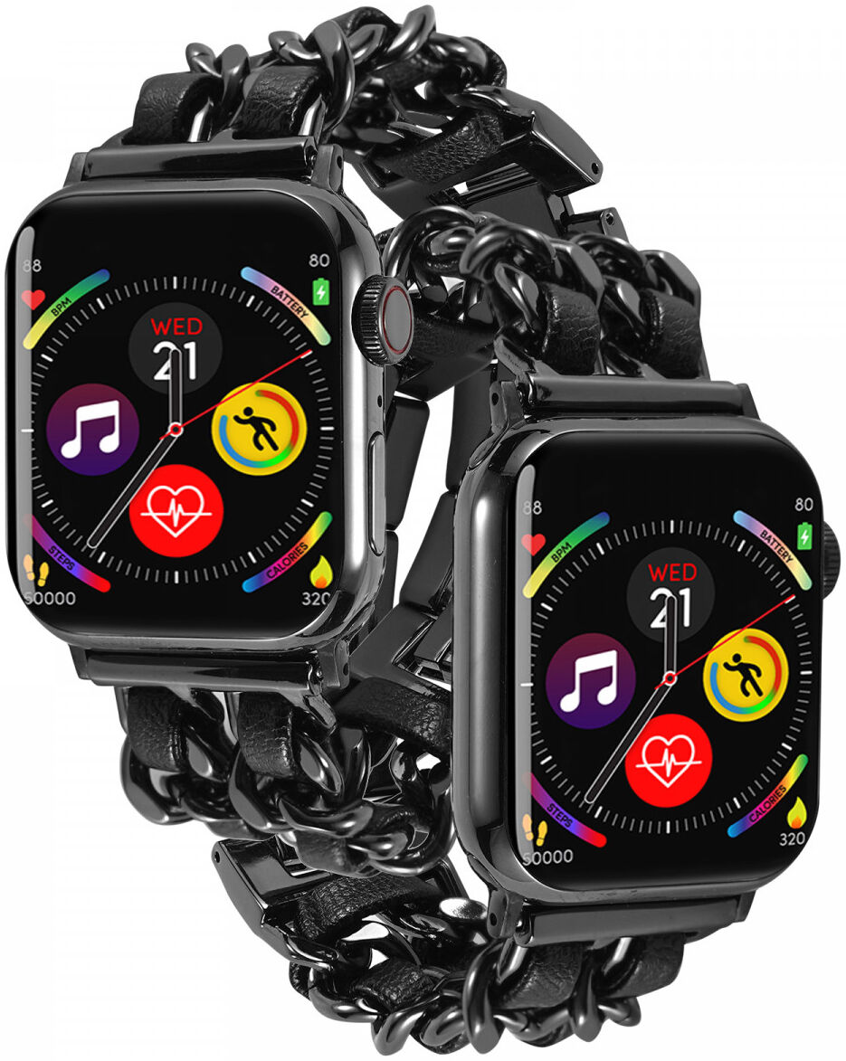 Apple Watch Bandje - 1-10/SE/Ultra - 49/46/45/44/42MM - RVS - Zwart Grijs afbeelding 2