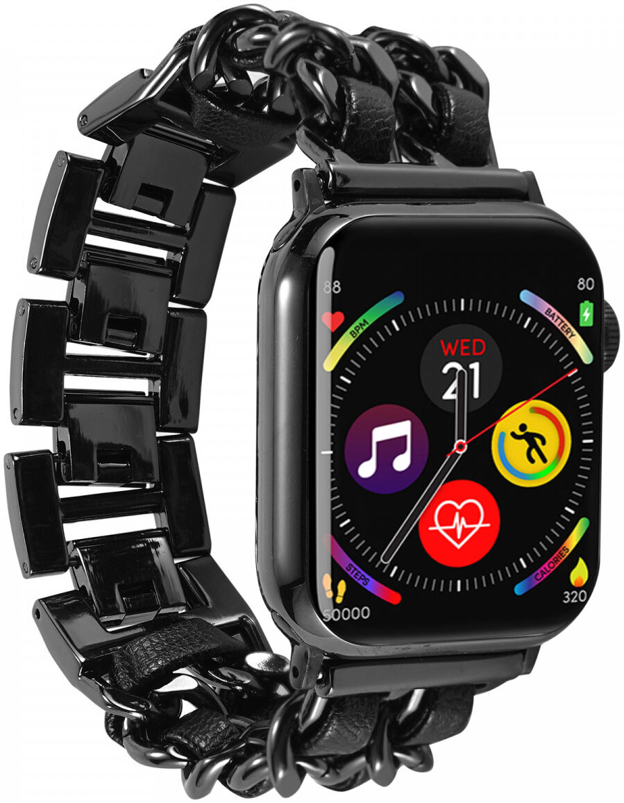 Apple Watch Bandje - 1-10/SE/Ultra - 49/46/45/44/42MM - RVS - Zwart Grijs afbeelding 5