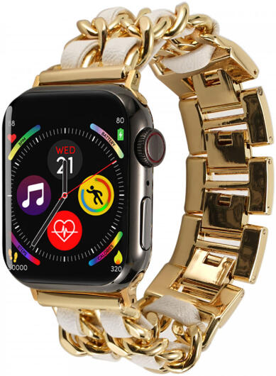 Apple Watch Bandje - 1-10/SE/Ultra - 49/46/45/44/42MM - RVS - Goud Wit afbeelding 1