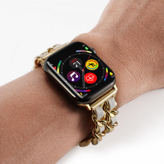 Apple Watch Bandje - 1-10/SE/Ultra - 49/46/45/44/42MM - RVS - Goud Wit afbeelding 3