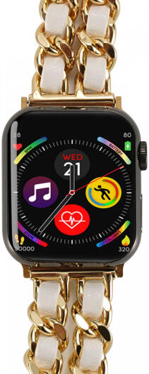 Apple Watch Bandje - 1-10/SE/Ultra - 49/46/45/44/42MM - RVS - Goud Wit afbeelding 4