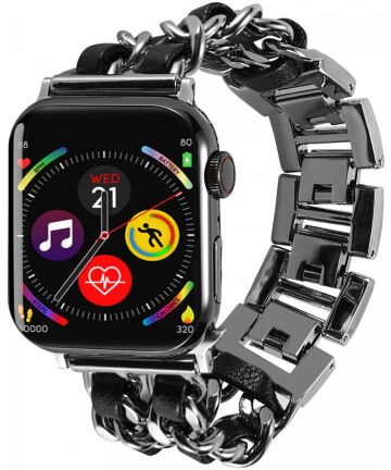 Apple Watch Bandje - 1-9/SE/Ultra 49MM/45MM/44MM/42MM - RVS - Zwart Zilver Bandjes