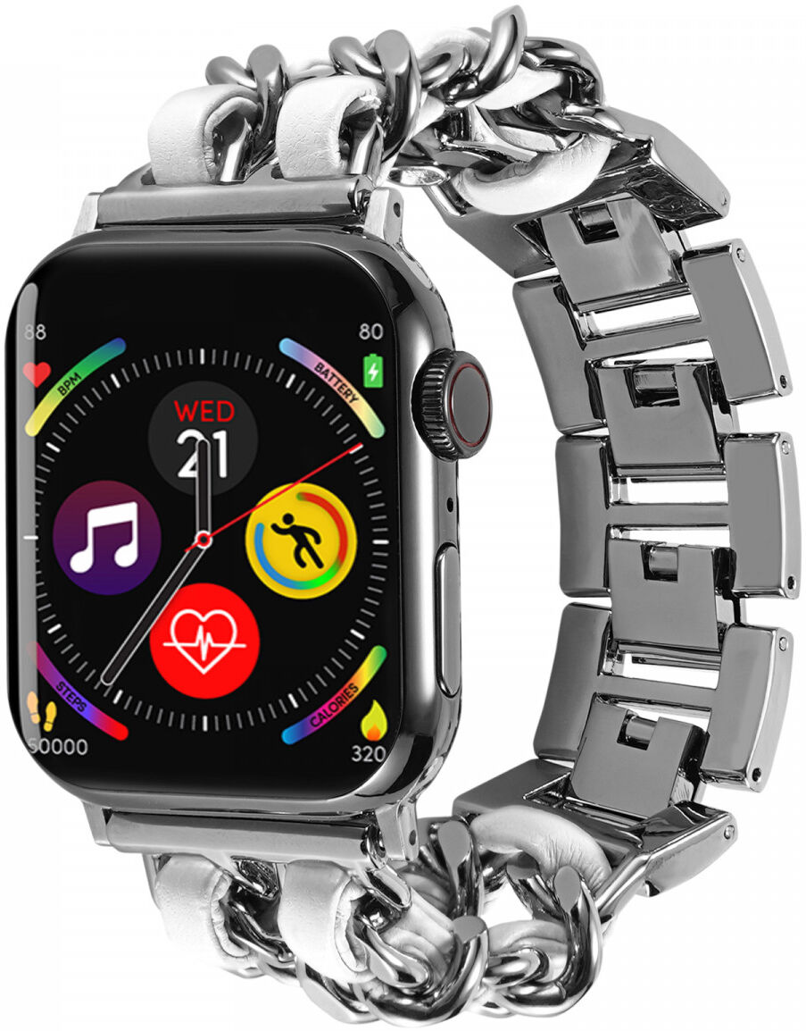 Apple Watch Bandje - 1-10/SE/Ultra - 49/46/45/44/42MM - Gevlochten RVS - Wit afbeelding 1