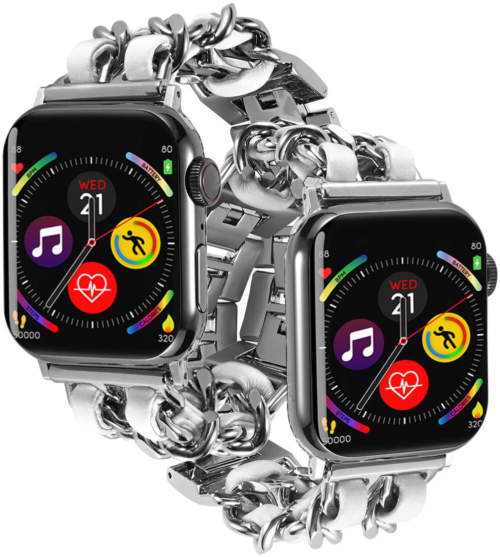 Apple Watch Bandje - 1-10/SE/Ultra - 49/46/45/44/42MM - Gevlochten RVS - Wit afbeelding 2