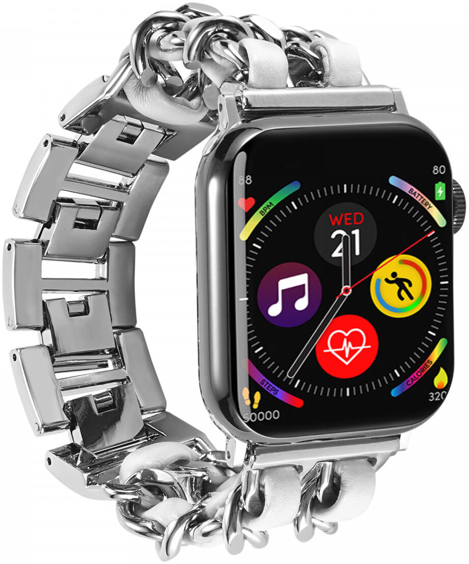 Apple Watch Bandje - 1-10/SE/Ultra - 49/46/45/44/42MM - Gevlochten RVS - Wit afbeelding 5