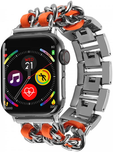Apple Watch Bandje - 1-10/SE/Ultra - 49/46/45/44/42MM - Gevlochten RVS - Oranje afbeelding 1