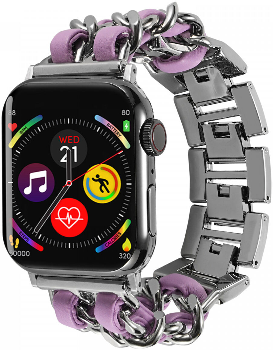 Apple Watch Bandje - 1-10/SE/Ultra - 49/46/45/44/42MM - Gevlochten RVS - Paars afbeelding 1