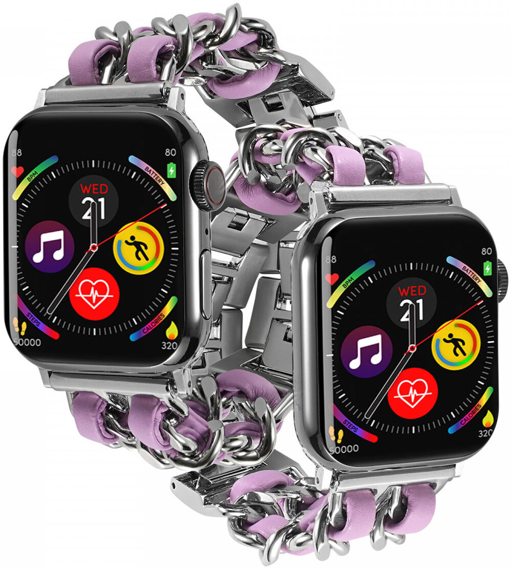 Apple Watch Bandje - 1-10/SE/Ultra - 49/46/45/44/42MM - Gevlochten RVS - Paars afbeelding 2