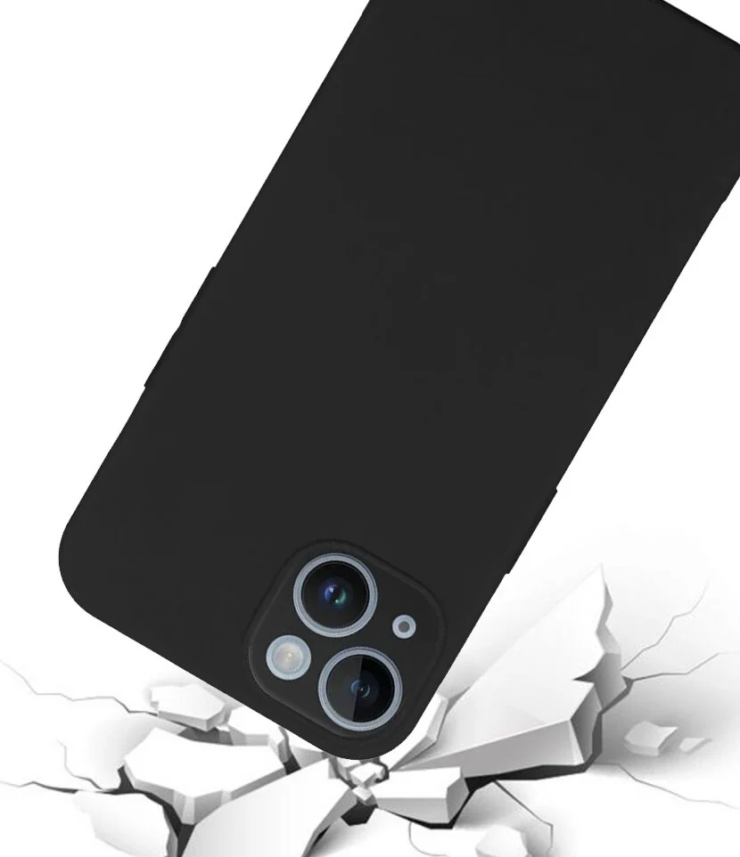 Apple iPhone 15 Hoesje Matte Back Cover Dun TPU Zwart afbeelding 2