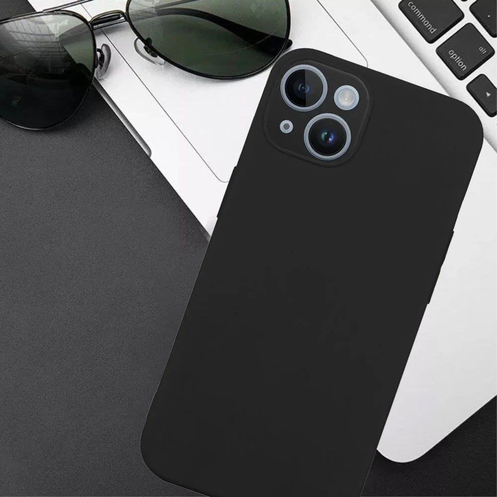 Apple iPhone 15 Hoesje Matte Back Cover Dun TPU Zwart afbeelding 3