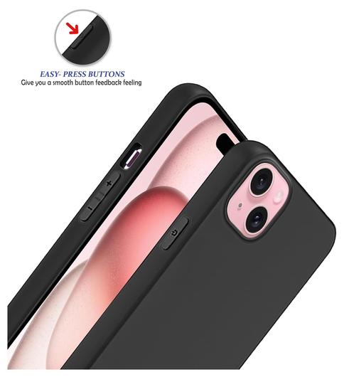 Apple iPhone 15 Plus Hoesje Matte Back Cover Dun TPU Zwart afbeelding 3