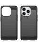 Apple iPhone 15 Pro Hoesje Geborsteld TPU Flexibele Back Cover Zwart