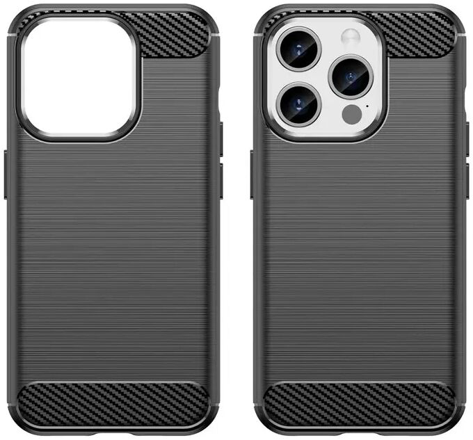 Apple iPhone 15 Pro Hoesje Geborsteld TPU Flexibele Back Cover Zwart afbeelding 2