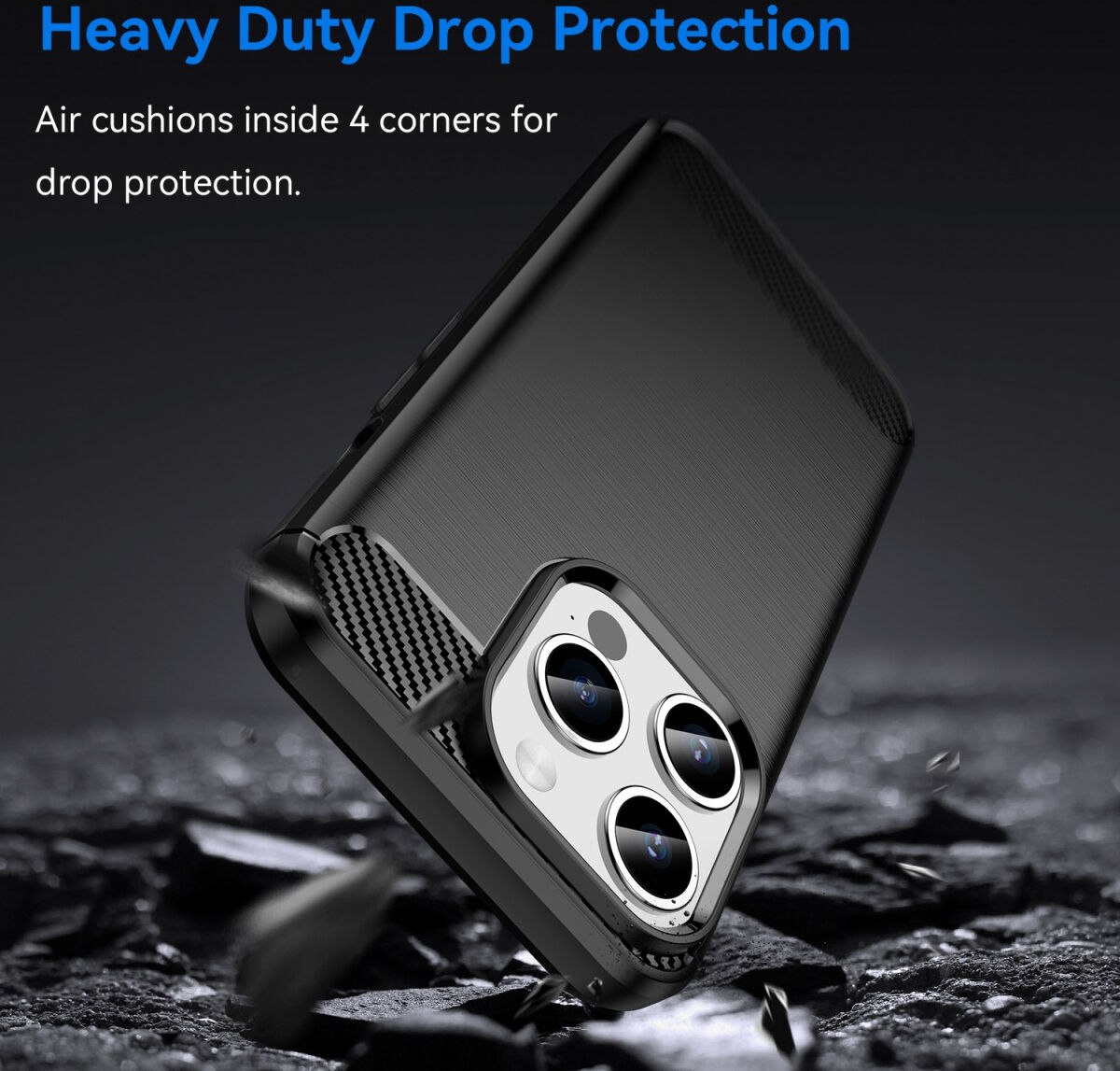 Apple iPhone 15 Pro Hoesje Geborsteld TPU Flexibele Back Cover Zwart afbeelding 5
