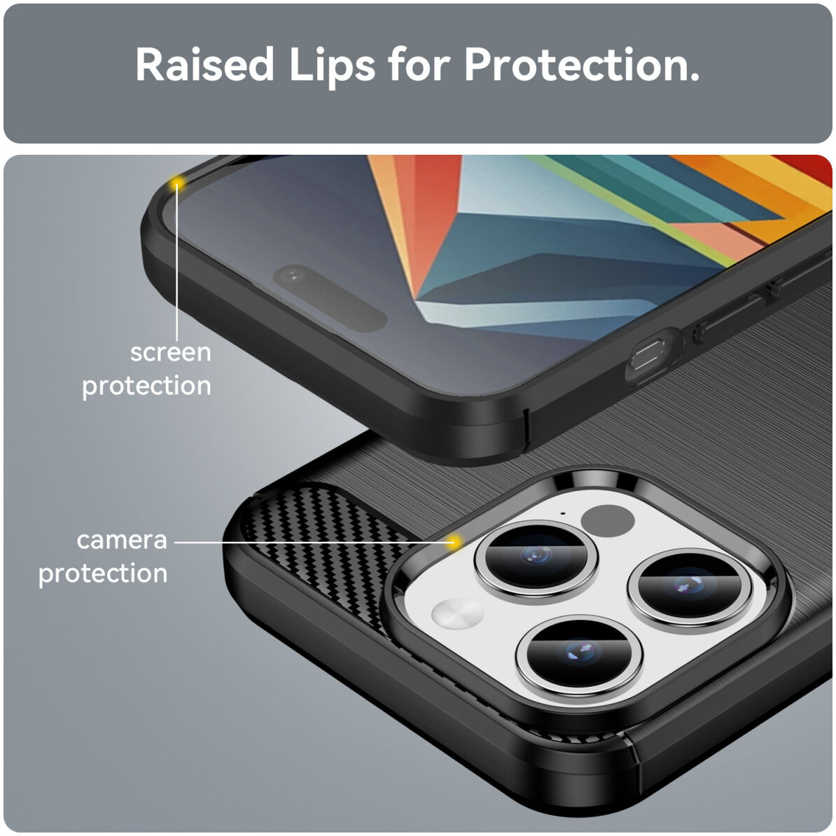Apple iPhone 15 Pro Hoesje Geborsteld TPU Flexibele Back Cover Zwart afbeelding 6