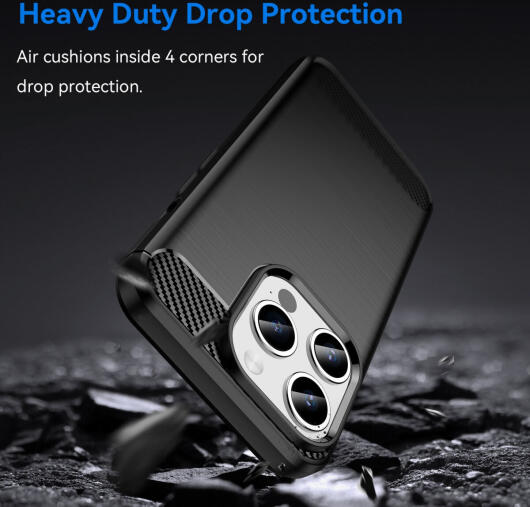 Apple iPhone 15 Pro Hoesje Geborsteld TPU Flexibele Back Cover Zwart afbeelding 5