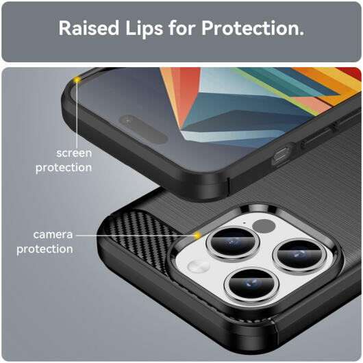 Apple iPhone 15 Pro Hoesje Geborsteld TPU Flexibele Back Cover Zwart afbeelding 6