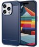 Apple iPhone 15 Pro Hoesje Geborsteld TPU Flexibele Back Cover Blauw