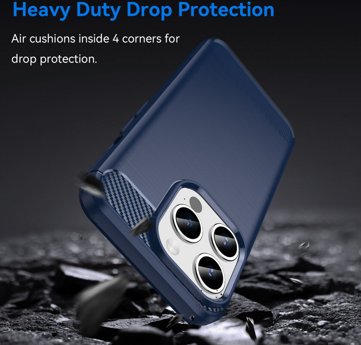 Apple iPhone 15 Pro Hoesje Geborsteld TPU Flexibele Back Cover Blauw afbeelding 4