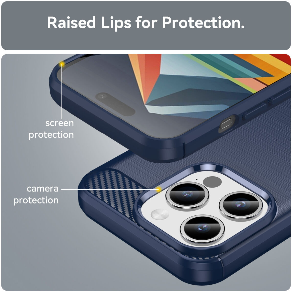Apple iPhone 15 Pro Hoesje Geborsteld TPU Flexibele Back Cover Blauw afbeelding 7