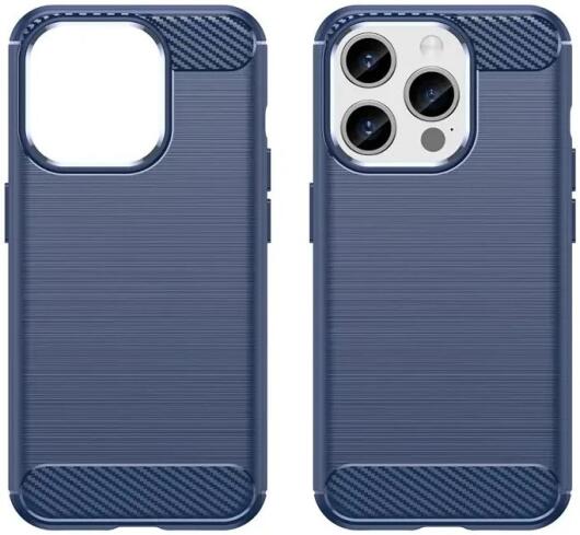 Apple iPhone 15 Pro Hoesje Geborsteld TPU Flexibele Back Cover Blauw afbeelding 2