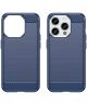 iPhone 15 Pro Max Hoesje Geborsteld TPU Flexibele Back Cover Blauw