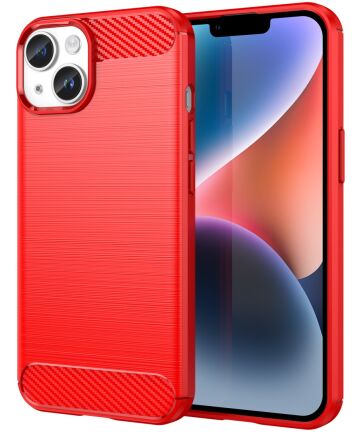 Apple iPhone 15 Plus Hoesje Geborsteld TPU Flexibele Back Cover Rood Hoesjes