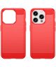 iPhone 15 Pro Max Hoesje Geborsteld TPU Flexibele Back Cover Rood