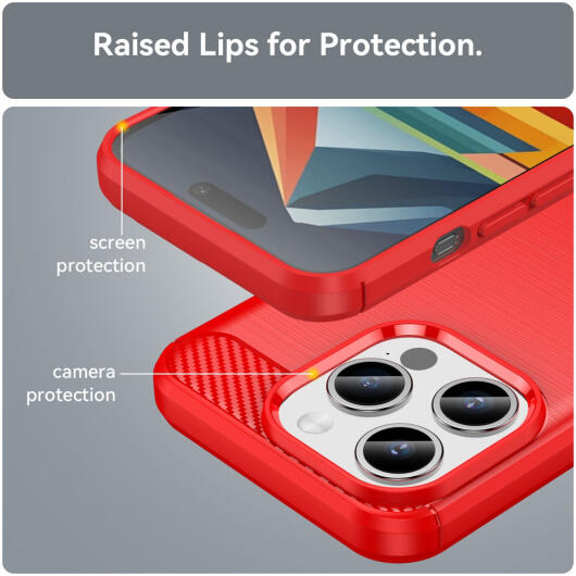 iPhone 15 Pro Max Hoesje Geborsteld TPU Flexibele Back Cover Rood afbeelding 7