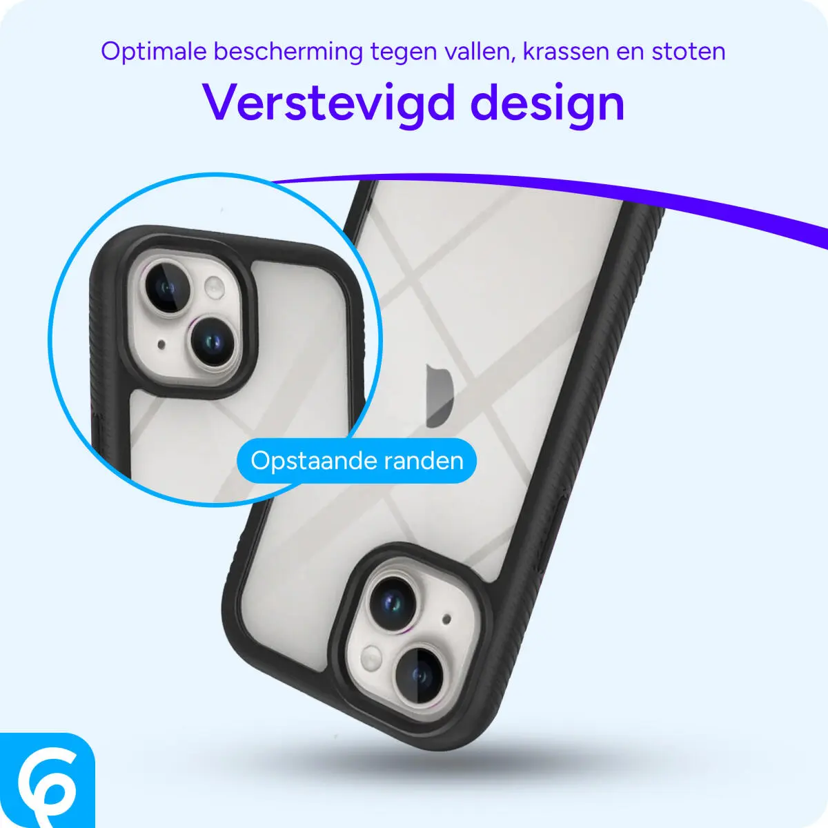 Apple iPhone 15 Hoesje Full Protect 360° Cover Hybride Zwart afbeelding 2