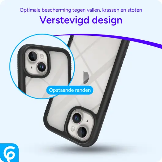 Apple iPhone 15 Hoesje Full Protect 360° Cover Hybride Zwart afbeelding 2