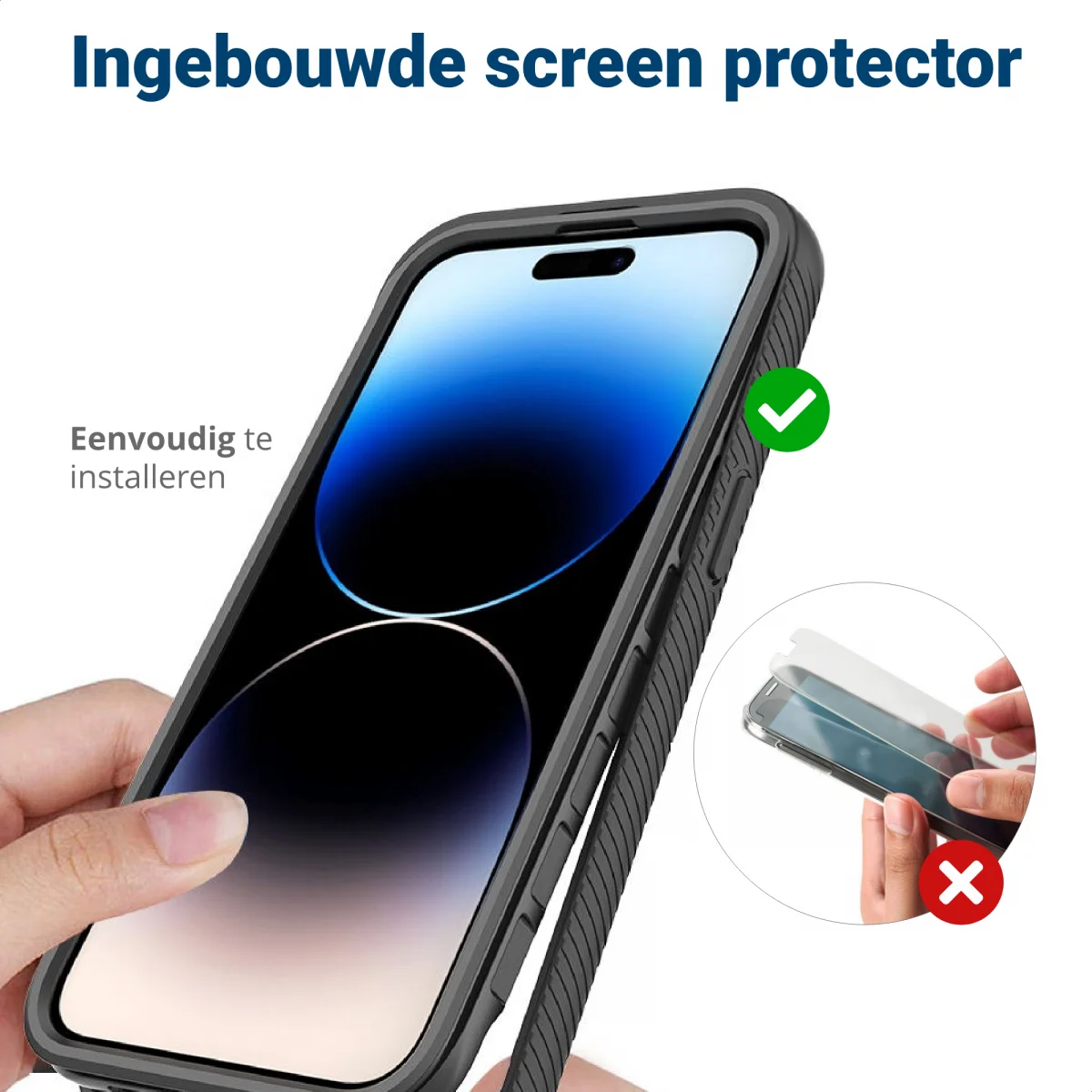 Apple iPhone 15 Pro Max Hoesje Full Protect 360° Cover Hybride Blauw afbeelding 7