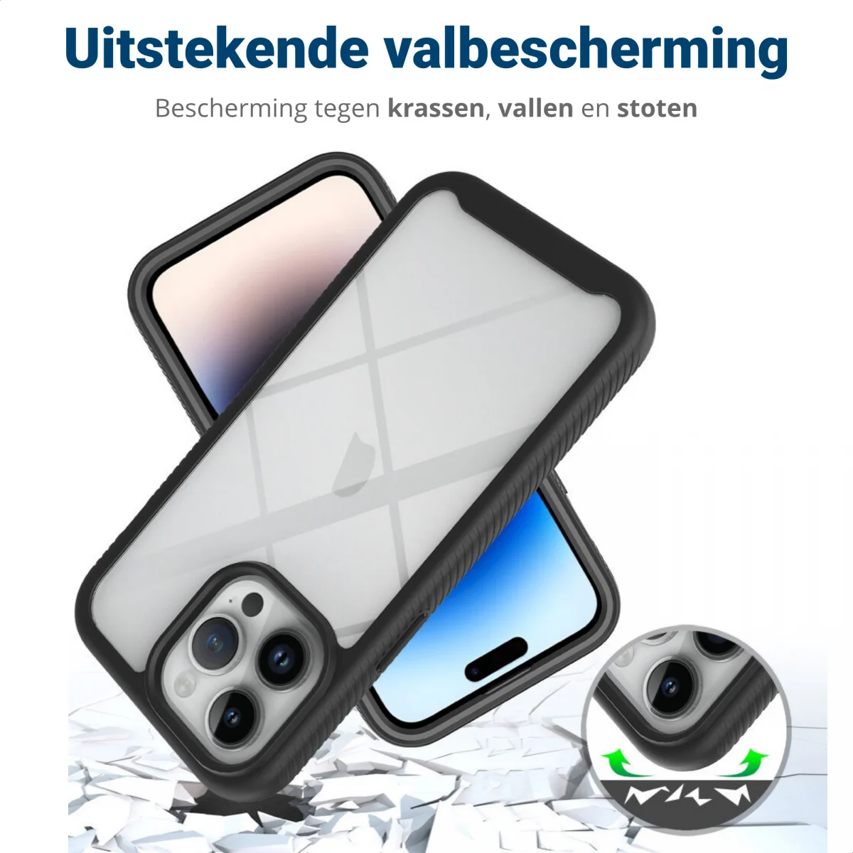 Apple iPhone 15 Pro Max Hoesje Full Protect 360° Cover Hybride Blauw afbeelding 4