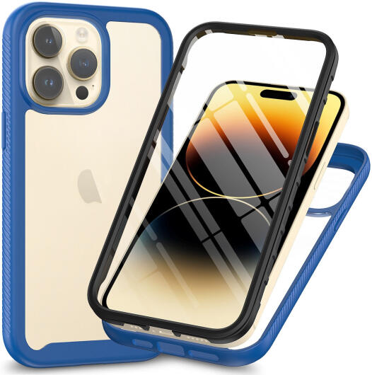 Apple iPhone 15 Pro Max Hoesje Full Protect 360° Cover Hybride Blauw afbeelding 1