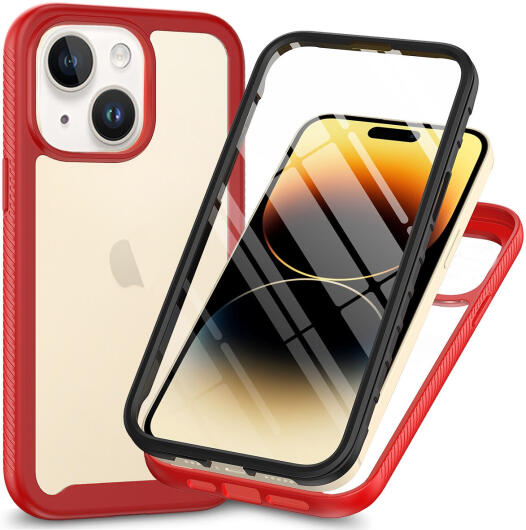 Apple iPhone 15 Plus Hoesje Full Protect 360° Cover Hybride Rood afbeelding 1