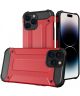 Apple iPhone 15 Pro Hoesje Shock Proof Hybride Back Cover Rood
