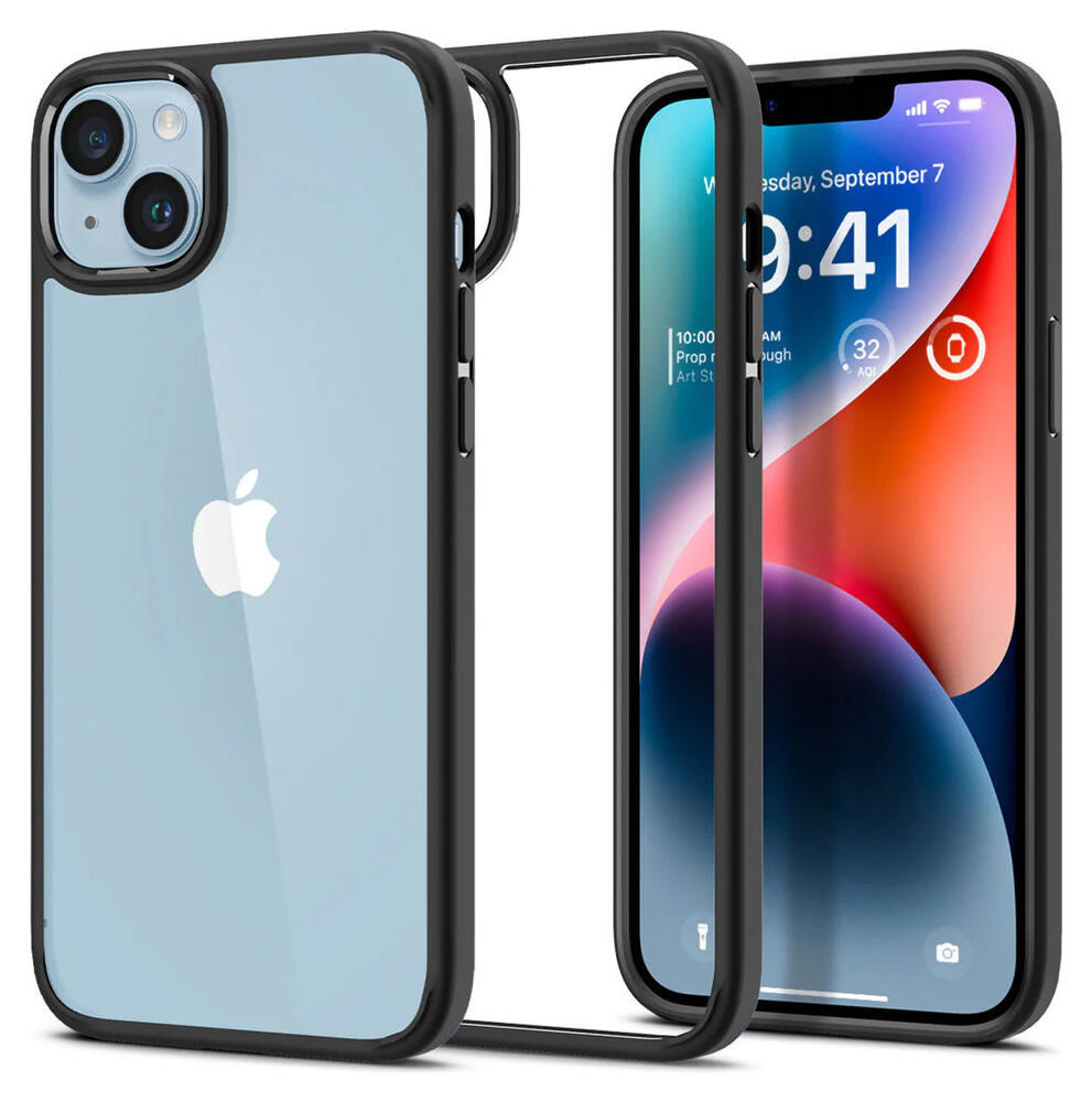 Apple iPhone 15 Hoesje Armor Back Cover Transparant Zwart afbeelding 1