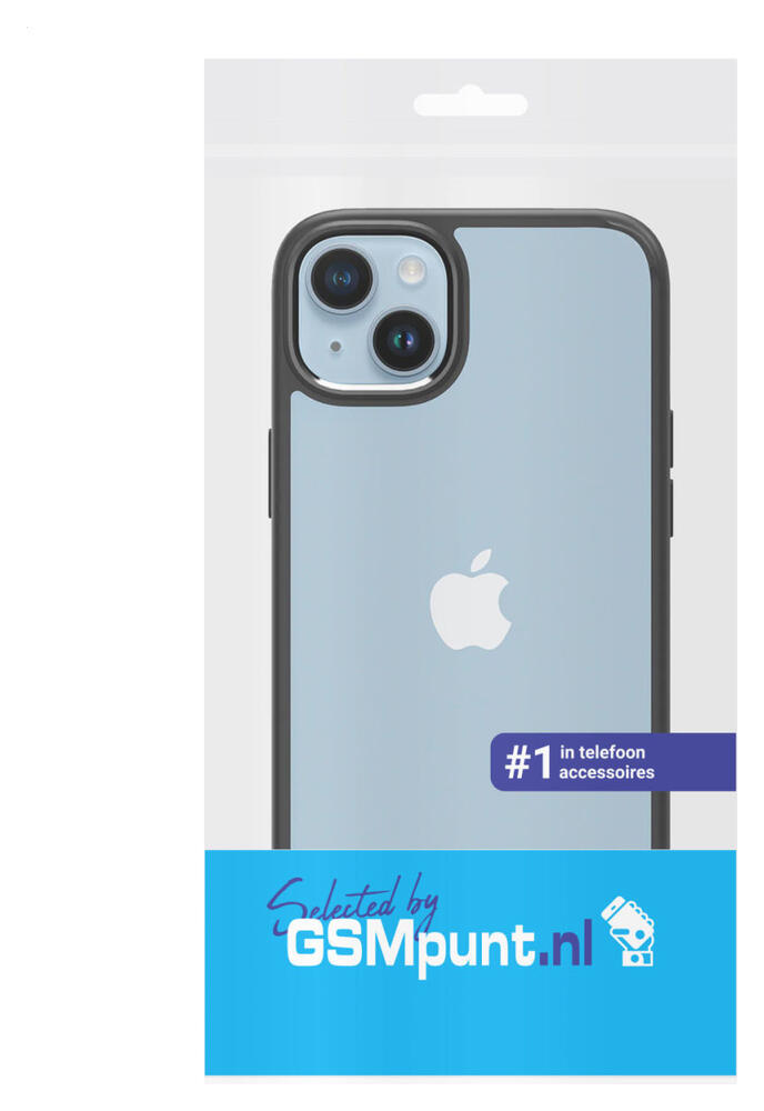 Apple iPhone 15 Hoesje Armor Back Cover Transparant Zwart afbeelding 3