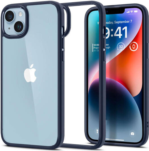 Apple iPhone 15 Hoesje Armor Back Cover Transparant Blauw afbeelding 1