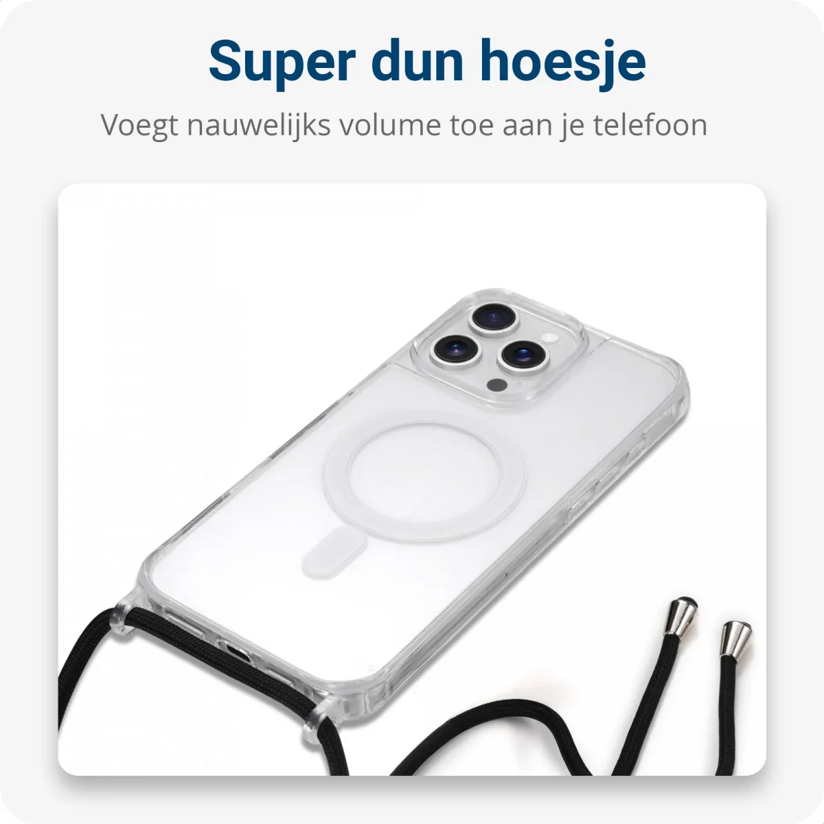 Apple iPhone 15 Pro Hoesje met Koord Schokbestendig TPU Transparant afbeelding 5